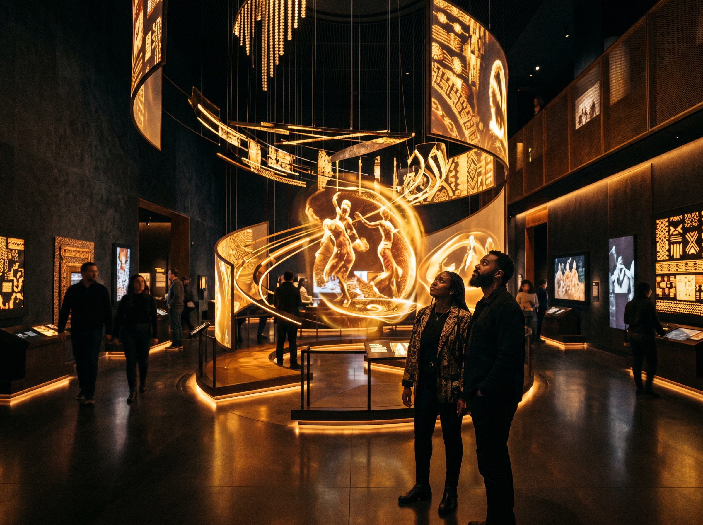 Immersive museum environment centered around an iconic styling chair