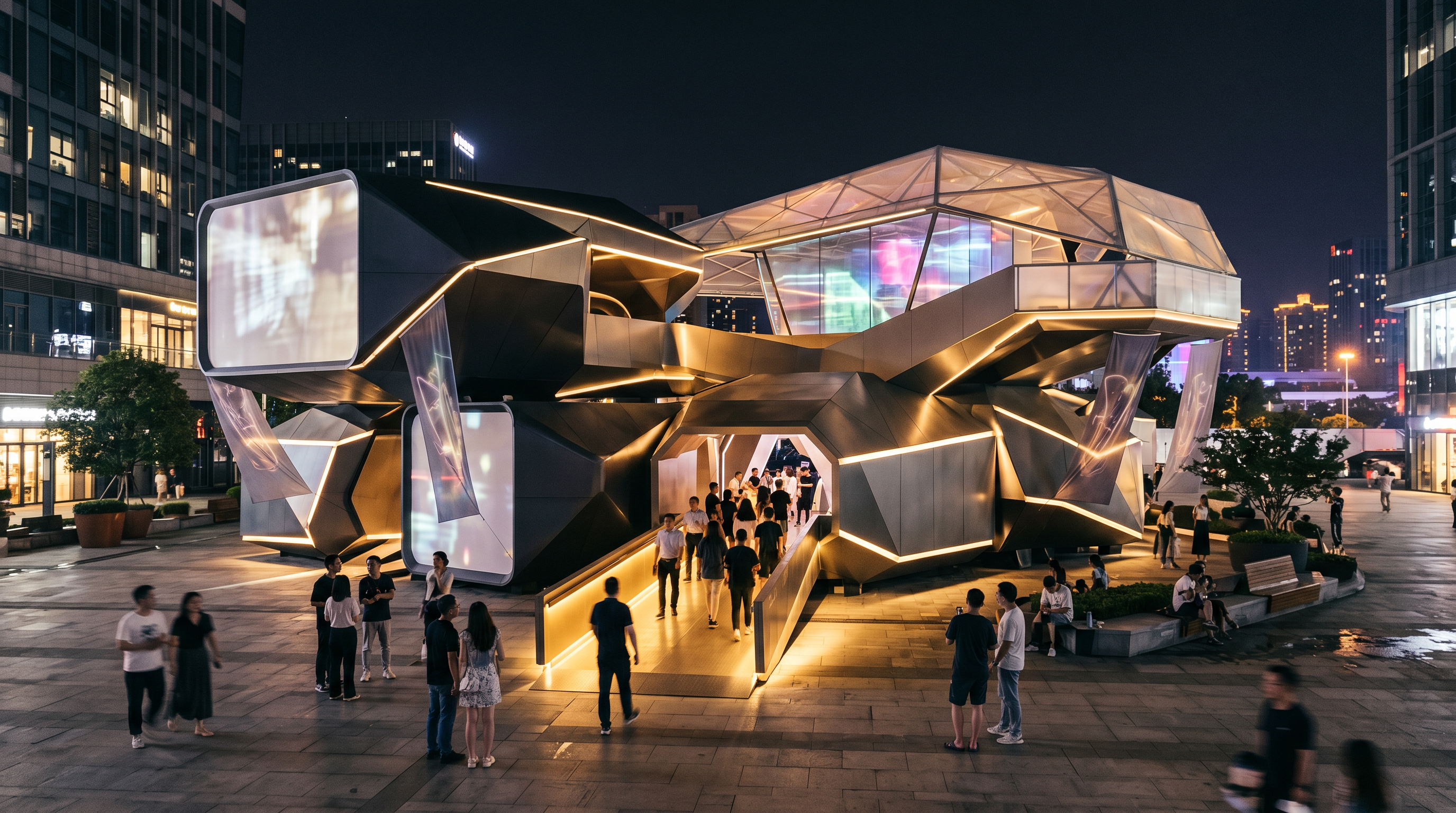 Modern traveling museum environment — immersive and technology-forward